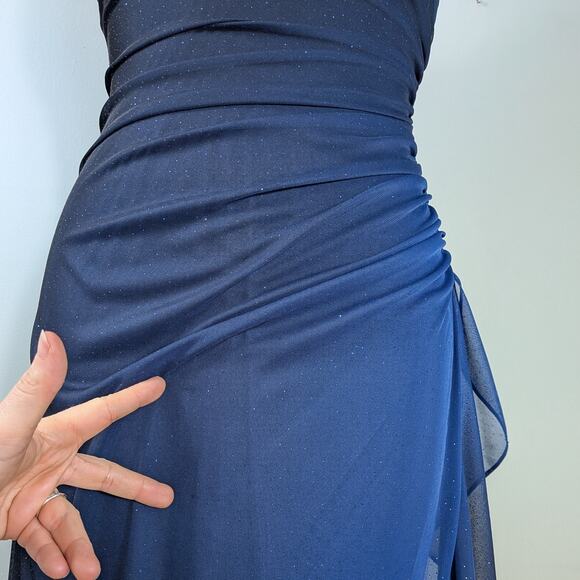 Vintage Betsy Adam Prom Dress Maxi Gown 10 Blue Ombre Y2K Ruffle Fairy 90S Glam - Picture 16 of 16